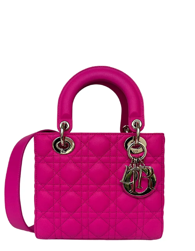 Christian Dior bags for everyday luxury -Dior 2023 Pink Leather My ABCDior Small Lady Dior Bag