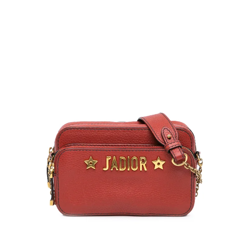 Christian Dior bags with luxurious hardware -Red Dior Leather JAdior Camera Bag