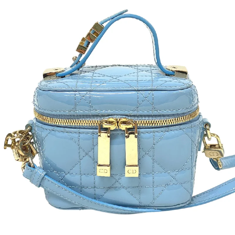 Christian Dior luxury bags with premium leather -Christian Dior Shoulder Bag Patent leather blue Canage Vanity bag