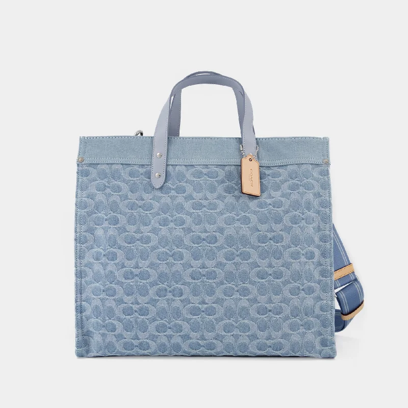 Coach bags for modern professionals -Field Tote 40 - Coach - Canvas - Blue