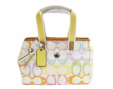 Coach leather bucket bags -Coach 10673 Hamptons Scribble Tote Bag Silver Multicolor