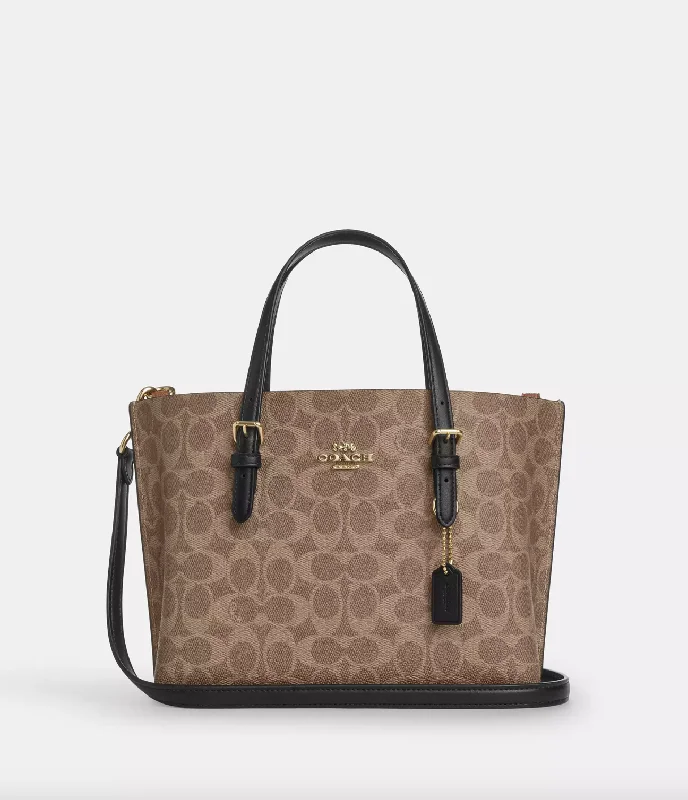 Coach tote bags for women -Coach Mollie Tote 25 In Signature Tan Black