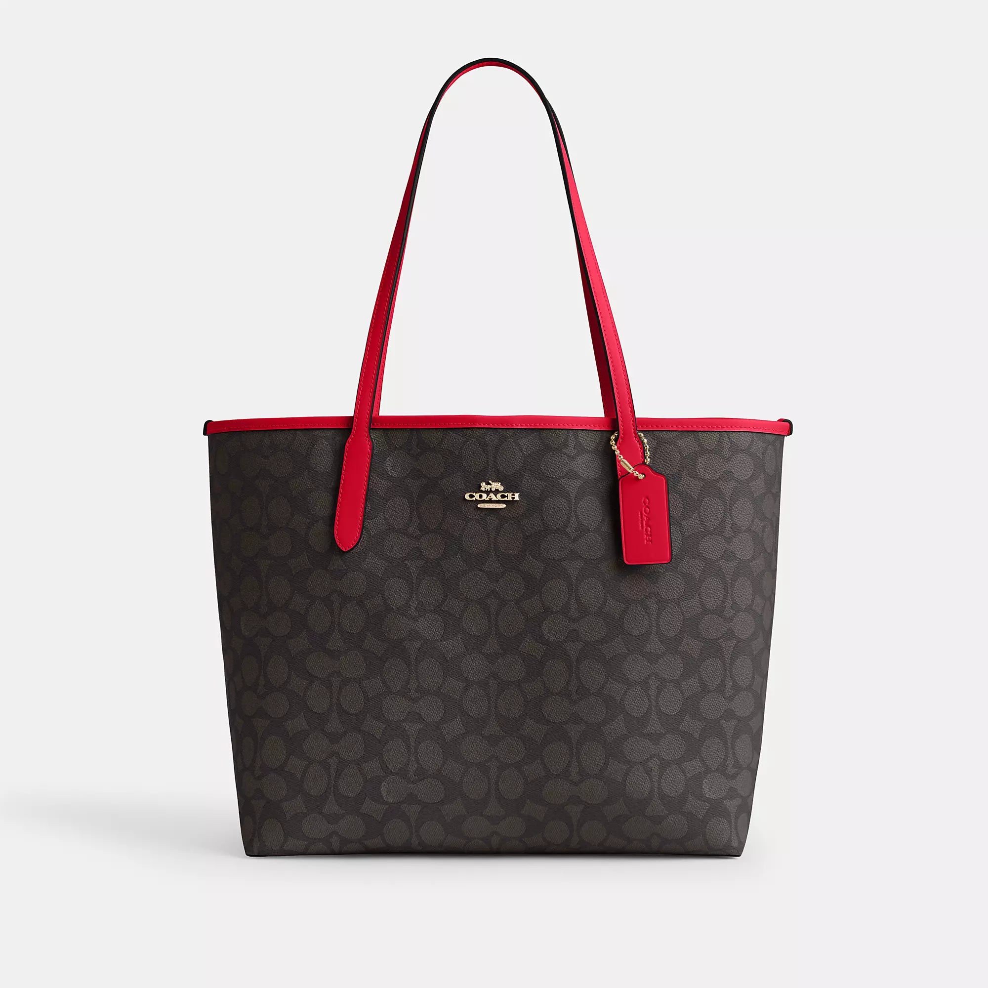 Coach handbags with chic color combinations -Coach Outlet City Tote Bag In Signature Canvas