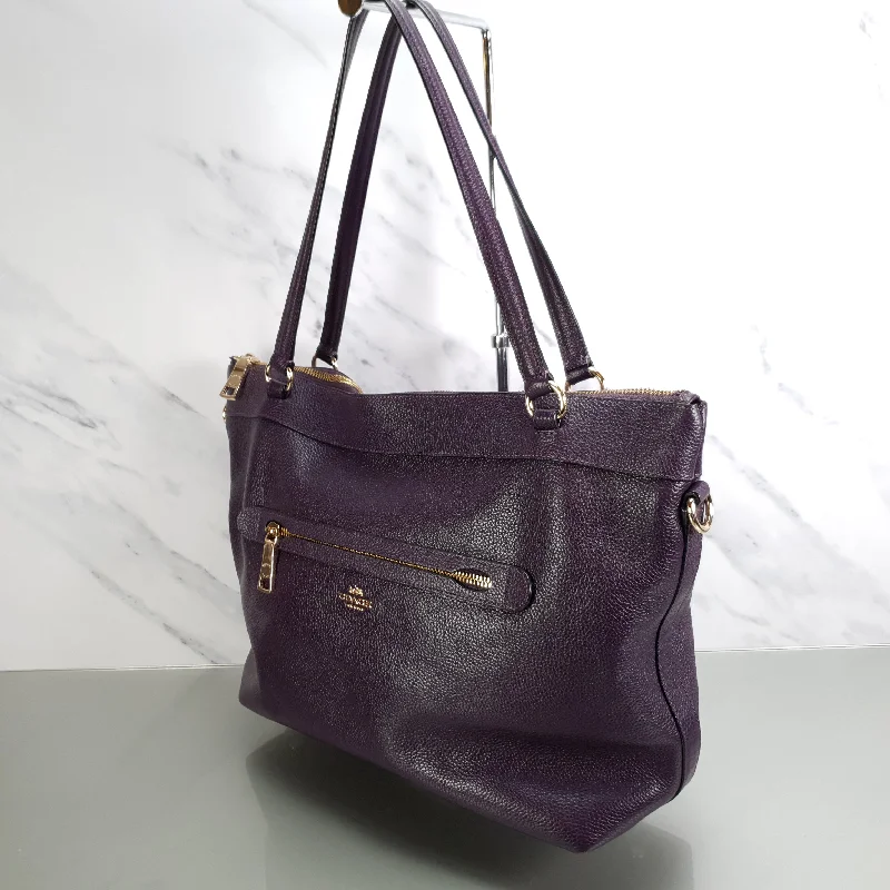 Coach bags with luxury details -Coach Tyler Zip Tote Bag in Purple Pebble Leather