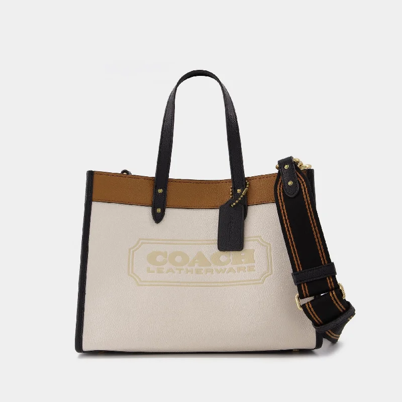 Coach bags with embossed patterns -Field Tote 30 Tote Bag - Coach - Chalk Multi - Leather