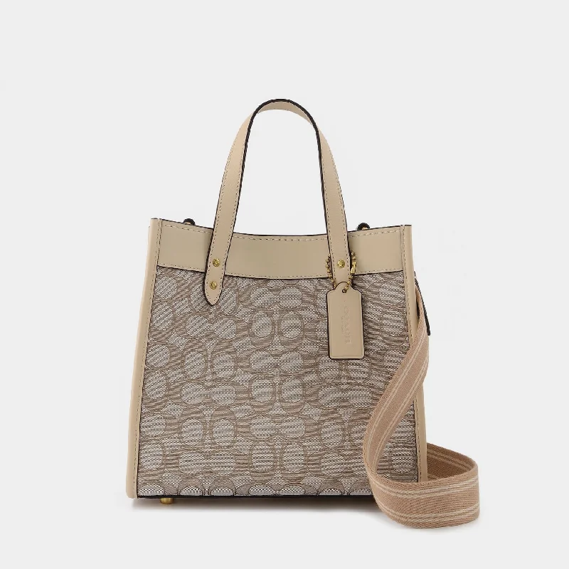 Coach women's handbags for sale -Field Tote 22 Tote Bag - Coach - Stone Ivgoldy - Jacquard