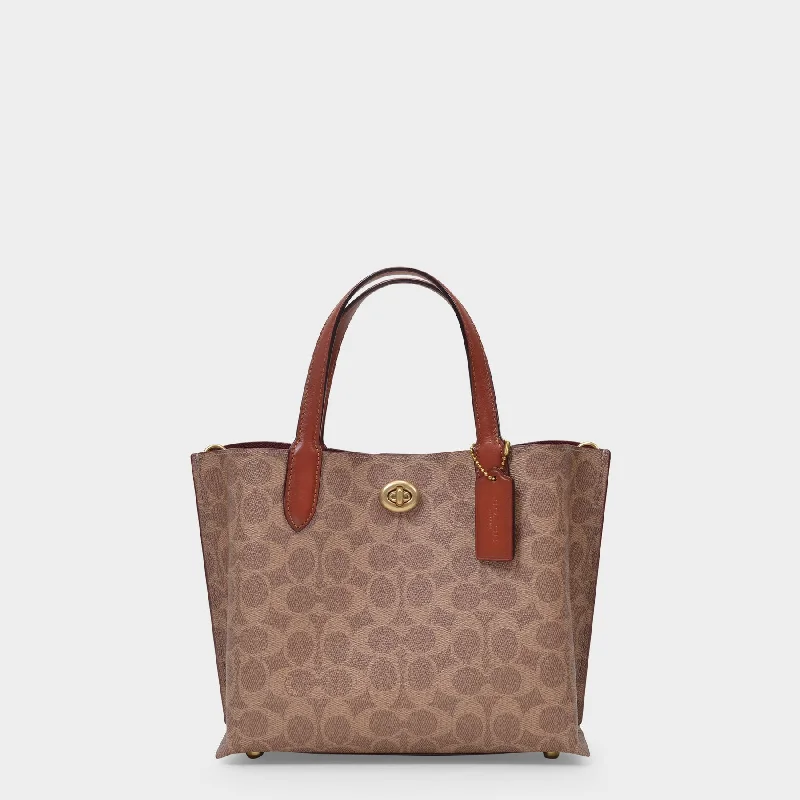 Coach designer handbags for women -Willow Tote 24 Tote Bag - Coach - Tan Rust - Canva