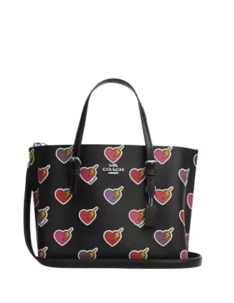 Coach bags with minimalist designs -Coach Mollie Tote Bag 25 With Heart Bolt Print