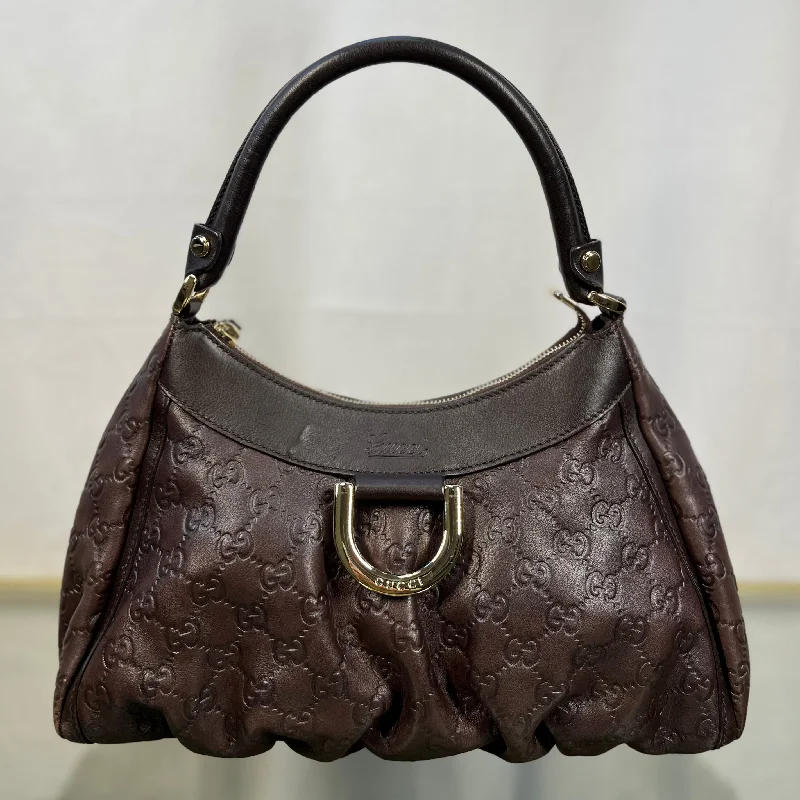 GUCCI bags for night out style -GUCCI Guccissima Small D Ring Chocolate Brown Shoulder Bag