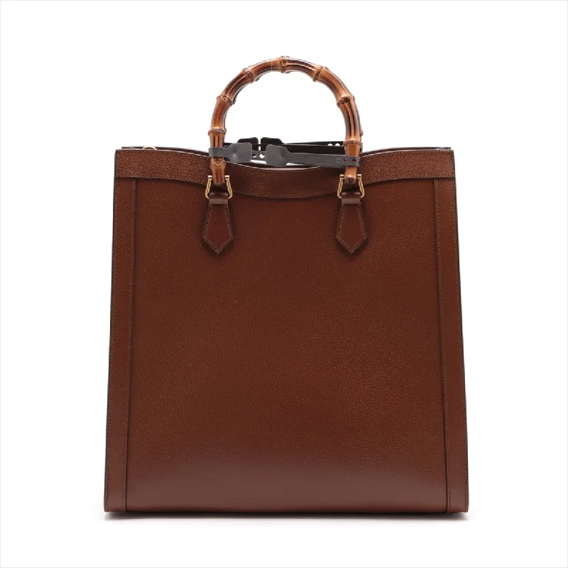 GUCCI bags with detachable straps -GUCCI Bamboo Diana Handbag in Leather Brown 703218