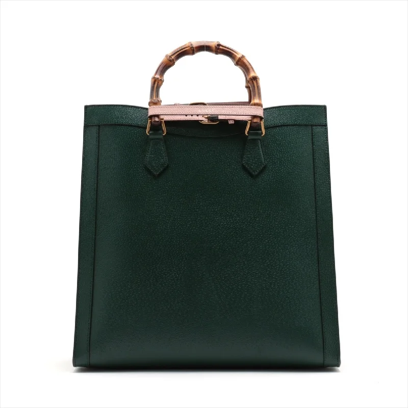 GUCCI bags for luxury connoisseurs -Gucci Bamboo Diana Leather 2WAY Handbag Green 703218