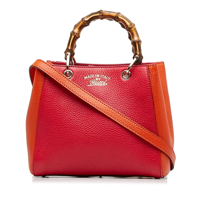 GUCCI bags for professional women -Gucci Bamboo Mini per Handbags 2WAY 368823 Red Leather Ladies Gucci