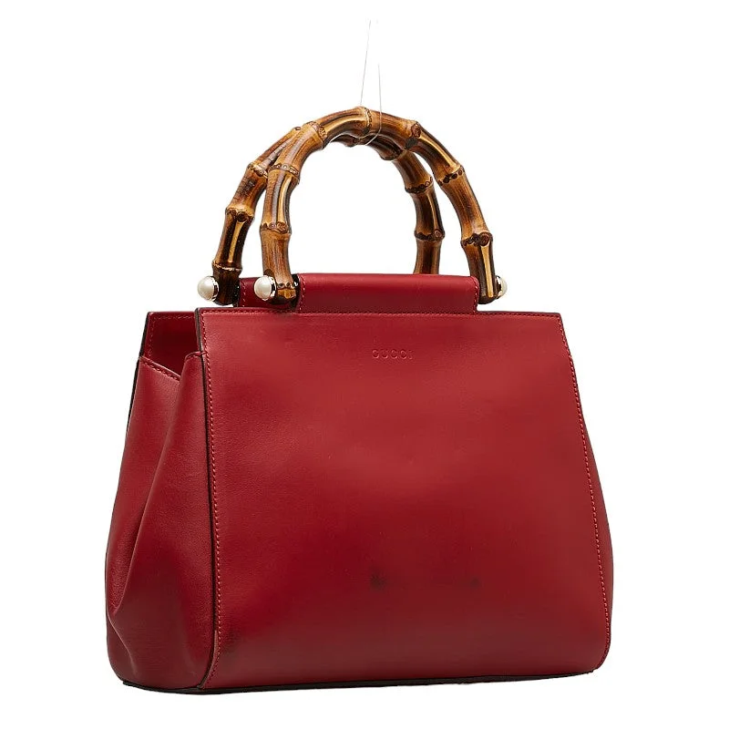 GUCCI classic bags for sophisticated women -Gucci Bamboo Nime Fair Handbag 453767 Red Leather  Gucci