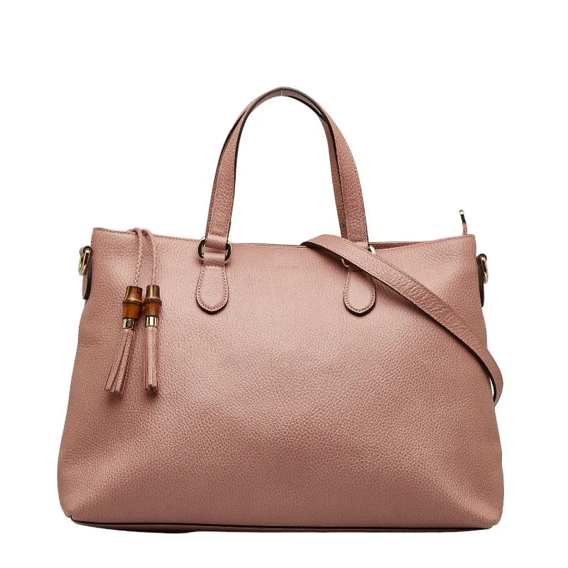 GUCCI handbags with exotic textures -Gucci Bamboo Tassel Tote bag 2WAY 449643 pink leather ladies Gucci