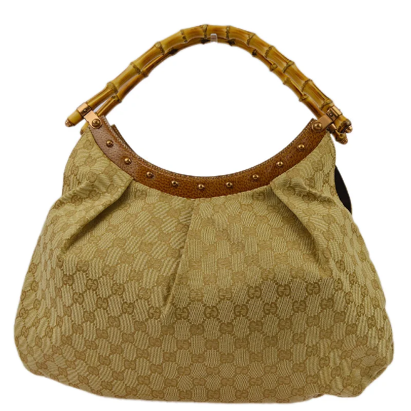 GUCCI handbags for the fashion elite -Gucci Beige Bamboo GG Handbag