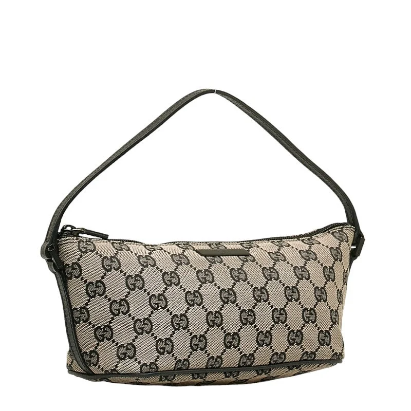 GUCCI handbags with metal hardware -GUCCI Boat Handbag in Monogram Canvas Leather Black