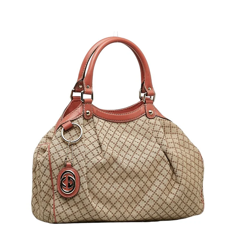 GUCCI designer bags with unique detailing -Gucci Diamond  Shoulder Bag 211944 pink brown canvas leather ladies Gucci