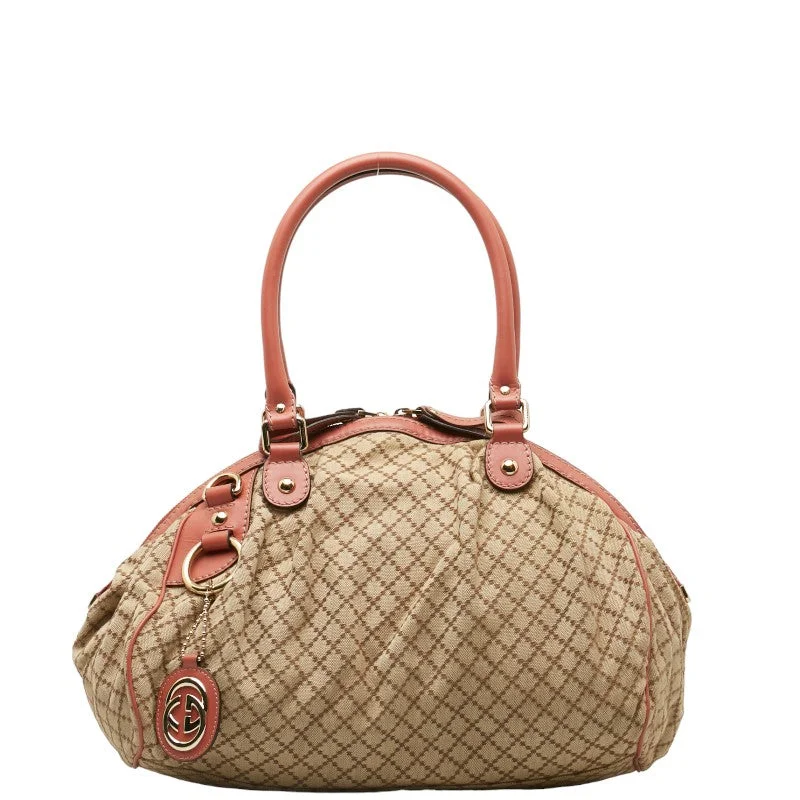 GUCCI bags with snakeskin design -Gucci Diamond Suki Handbags Shoulder Bag 2WAY 223974 Beige Pink Canvas Leather Lady Gucci