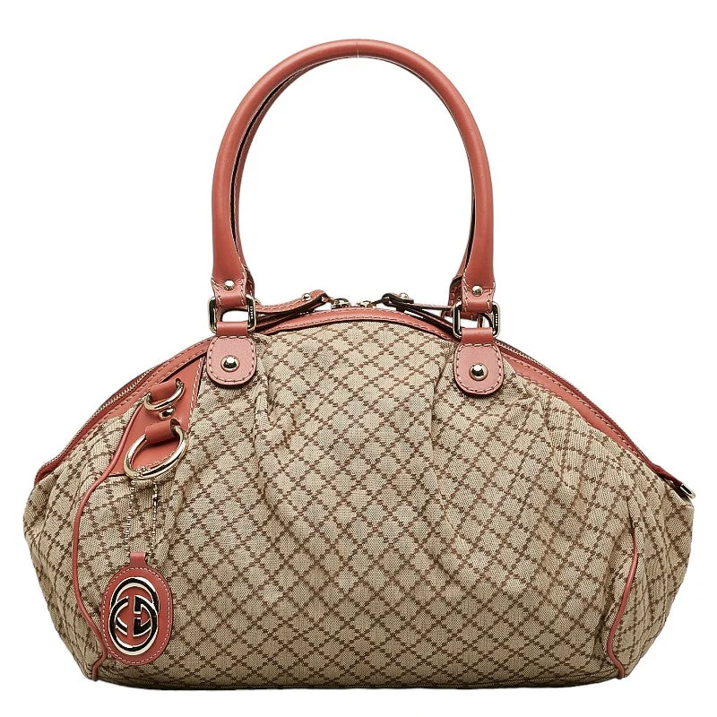 GUCCI bags for luxury shoppers -Gucci Diamond  Handbags Shoulder Bag 2WAY 223974 Pink Brown Canvas Leather  Gucci