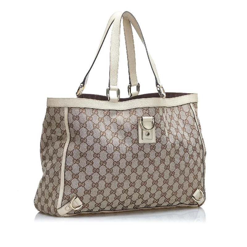 GUCCI bags with sculptural designs -Gucci GG Canvas Abbey D-Ring Tote