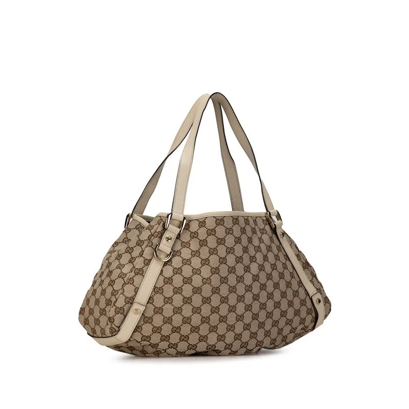 GUCCI bags with snakeskin design -Gucci GG Canvas Abbey Tote Bag S Bag 130736 Beige Ivory Canvas Leather  Gucci