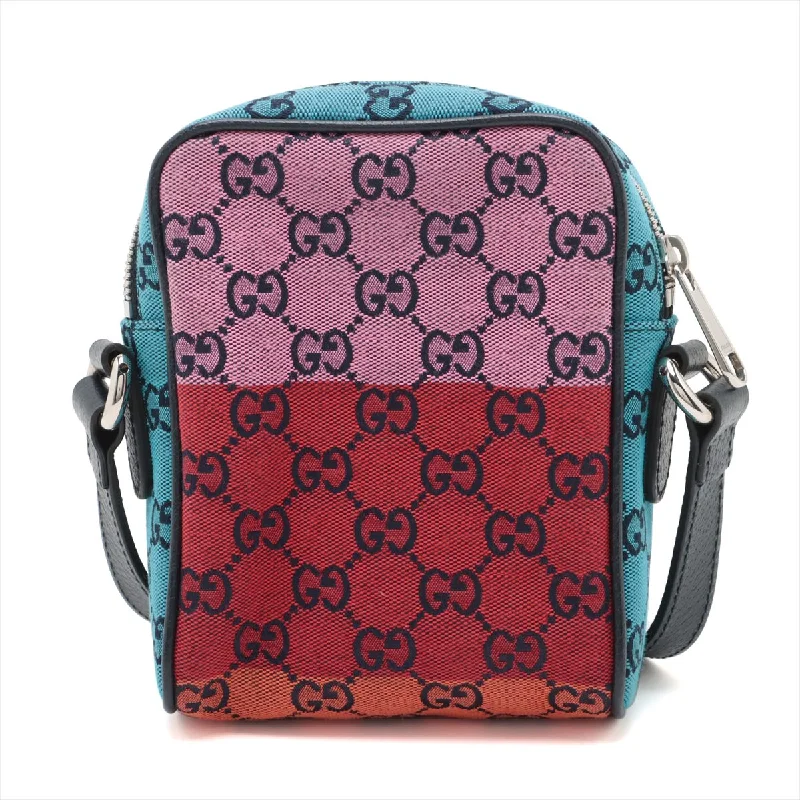 GUCCI bags with unique color-block designs -Gucci GG Canvas Canvas X  Shoulder Bag Rainbow 658659