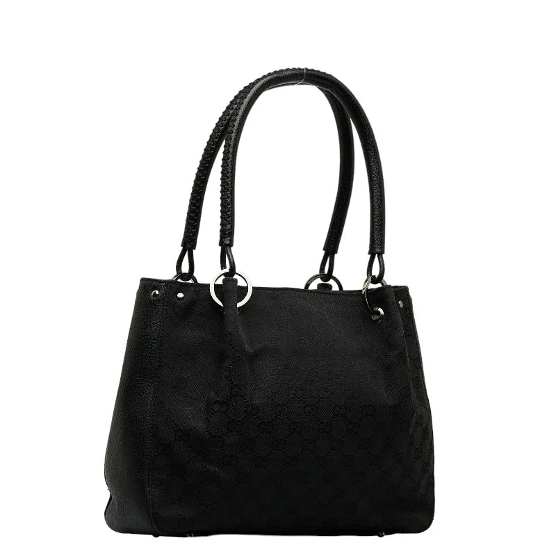 GUCCI bags for elegant fashionistas -Gucci GG canvas handbag 115007 Black canvas leather ladies Gucci