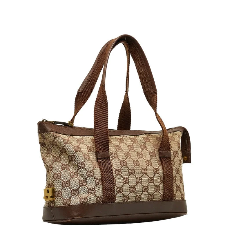 GUCCI bags with luxurious fabrics -Gucci GG canvas handbag 92734 beige brown canvas leather ladies Gucci