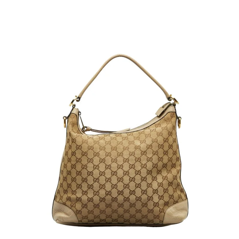 GUCCI luxury bags with top handles -Gucci GG canvas handbag shell bag 2WAY 326514 beige canvas leather ladies Gucci