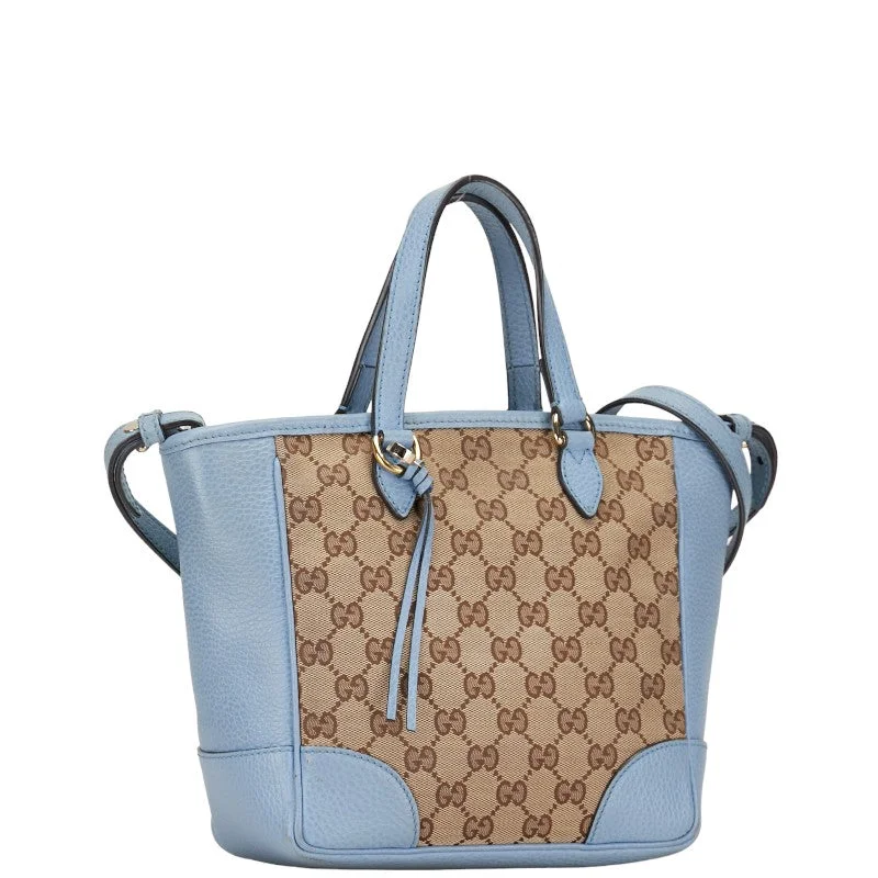 Buy GUCCI bags with iconic designs -Gucci GG canvas handbag shoulder bag 2WAY 449241 beige light blue canvas leather ladies Gucci