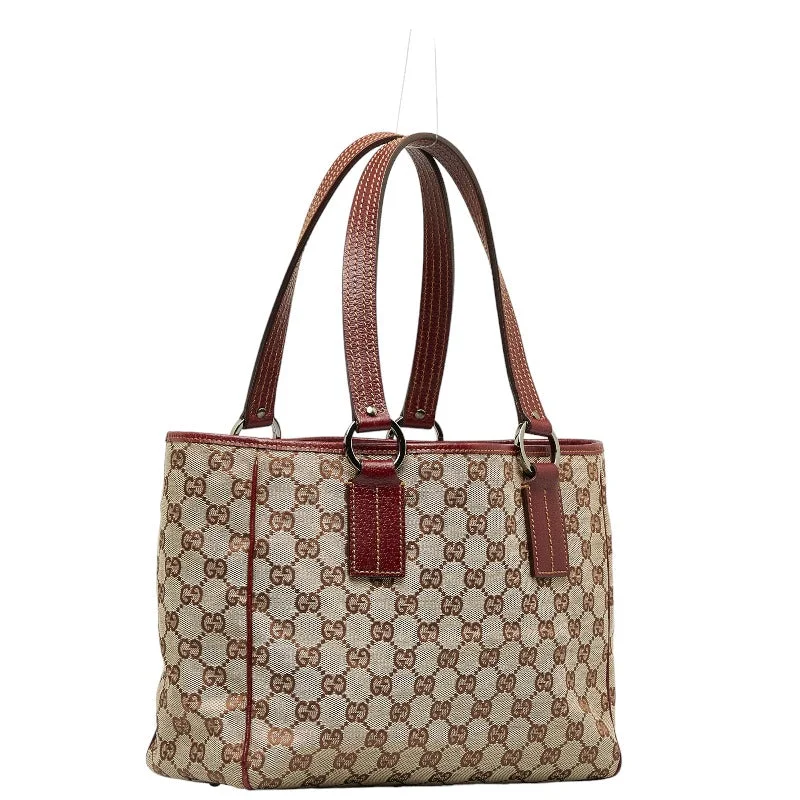 GUCCI handbags with chic style -Gucci GG canvas handbag tooth bag 113019 beige brown canvas leather ladies Gucci