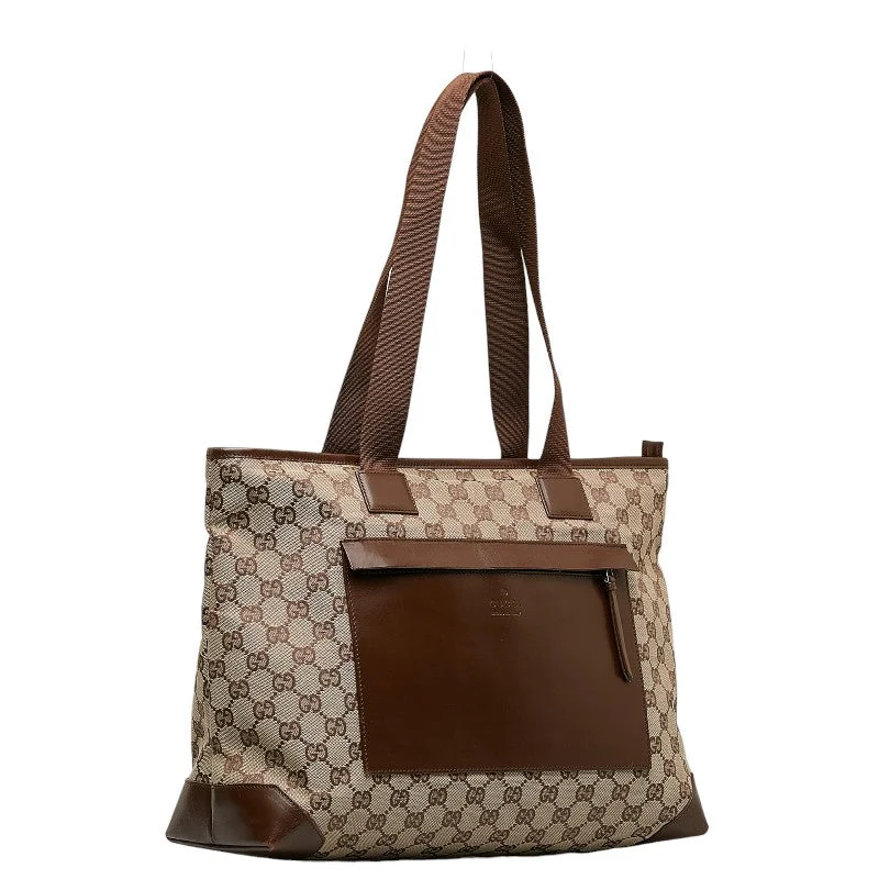 GUCCI bags with leather embossing -Gucci GG canvas handbag tooth bag 34339 Brown beige canvas leather ladies Gucci