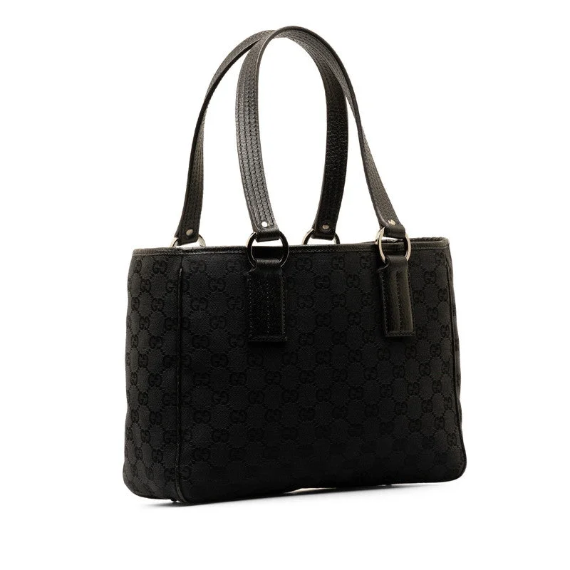 GUCCI handbags with animal prints -Gucci GG canvas handbag Tote bag 113019 black canvas leather ladies Gucci