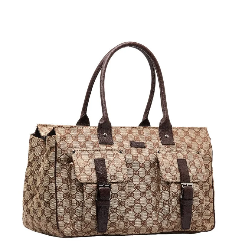 GUCCI bags with vintage appeal -Gucci GG canvas handbag Tote bag 114267 Beige Brown canvas leather ladies Gucci