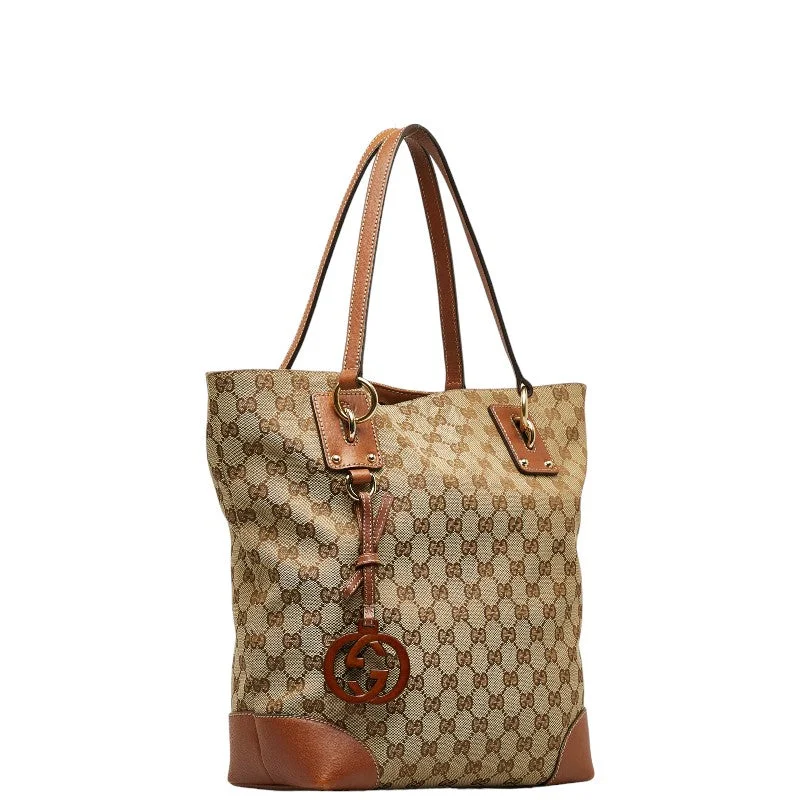 Buy GUCCI bags with iconic designs -Gucci GG canvas handbag Tote bag 198075 brown canvas leather ladies GUCCI