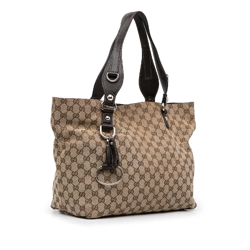 GUCCI leather bags with exotic textures -Gucci GG Canvas Icon Bit Tote