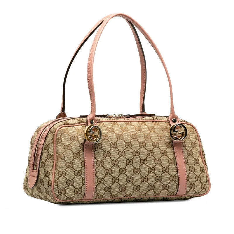 GUCCI bags for stylish women -Gucci GG Canvas Interlocg G Handbag 232958 Pink Beige Canvas Leather  Gucci [Ginco]