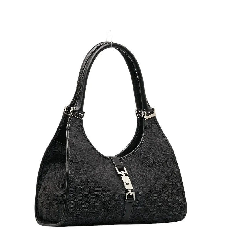 GUCCI bags with minimalist design -Gucci GG Canvas Jacky Handbags Shoulder Bag 002 1067 Black Canvas Leather Ladies Gucci