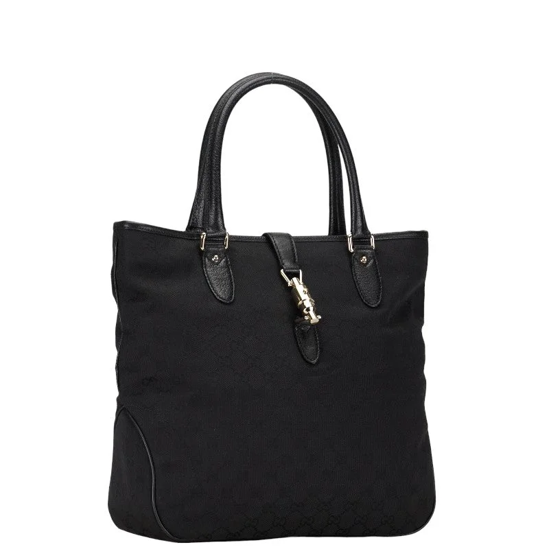 GUCCI bags for everyday luxury -Gucci GG canvas   handbag Tote bag 145818 black canvas leather ladies Gucci