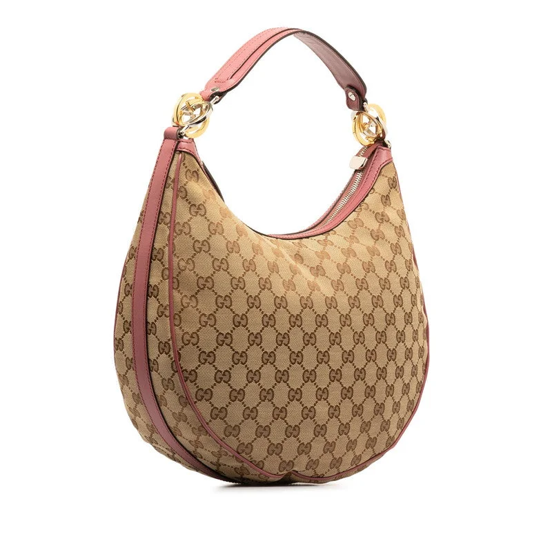 GUCCI handbags for luxury shoppers -Gucci GG canvas one-shoulder bag 232962 beige pink canvas leather ladies Gucci