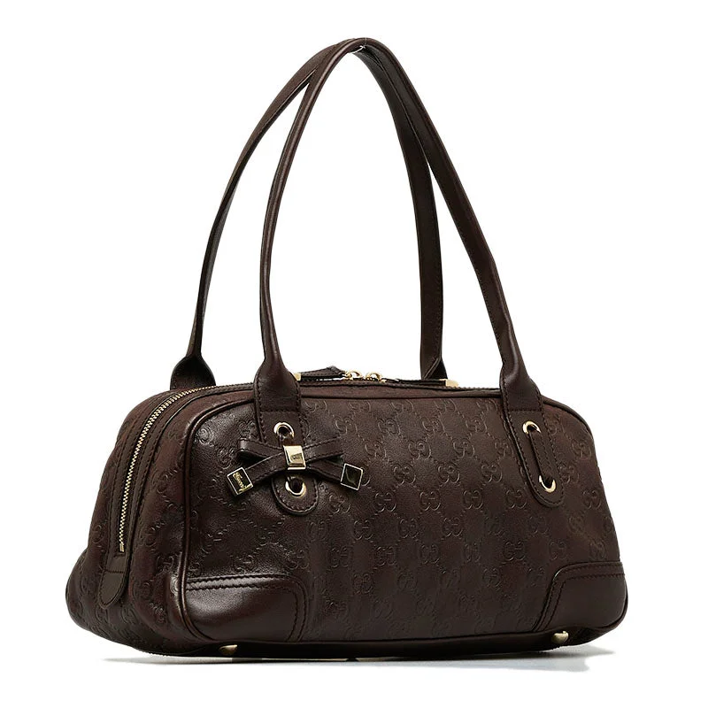 GUCCI bags with luxurious fabrics -Gucci GG Canvas Princess Handbag 161720 Brown Canvas Leather  Gucci