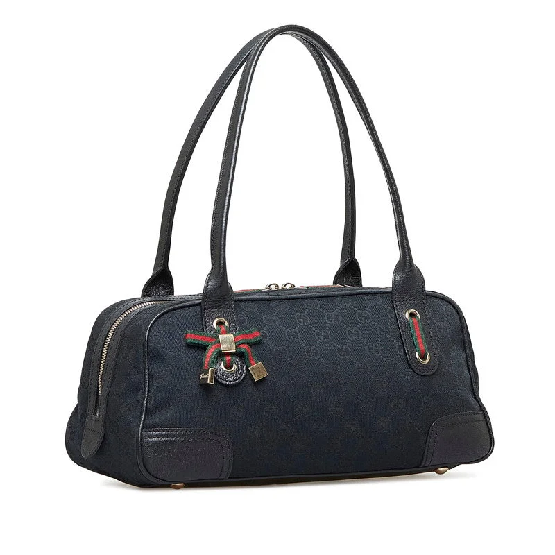 GUCCI women’s handbags with statement details -Gucci GG canvas shelly one-shell bag handbag 161720 black canvas leather ladies Gucci