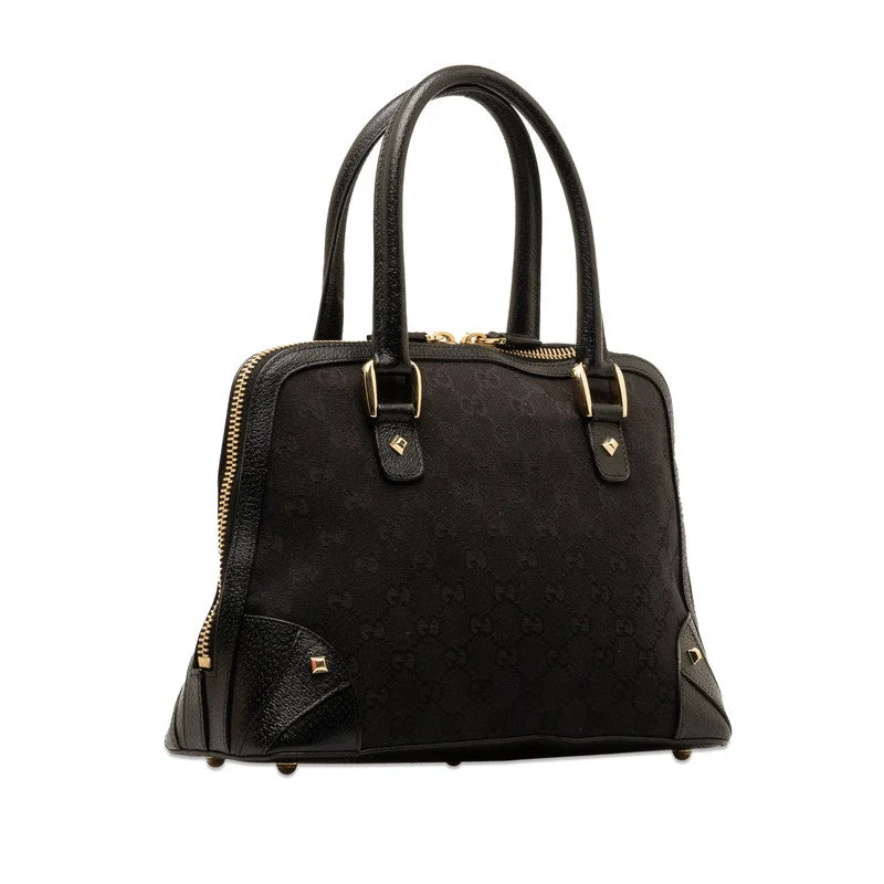 GUCCI bags with geometric leather patterns -Gucci GG canvas stalls handbag 131023 black g canvas leather ladies Gucci