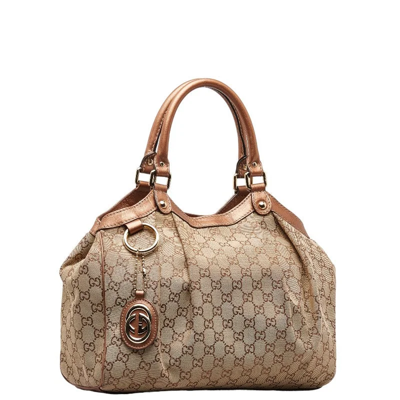 GUCCI bags for everyday luxury fashion -Gucci GG canvas Suki handbags toast bags 211944 Beige Bronze canvas leather ladies Gucci