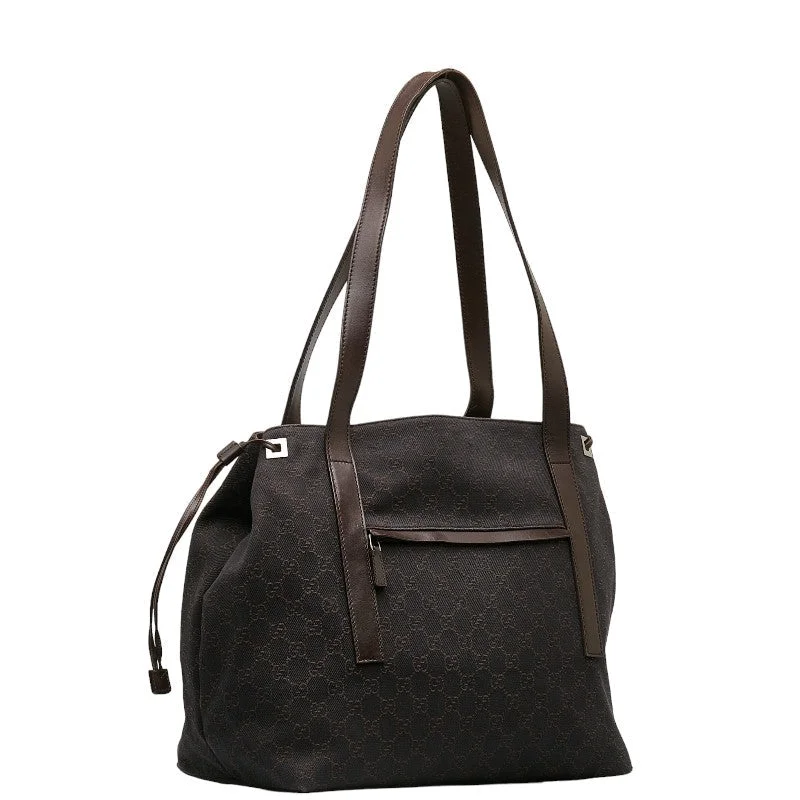 GUCCI handbags for casual elegance -Gucci GG canvas Tote bag s bag 30501 black brown canvas leather ladies Gucci