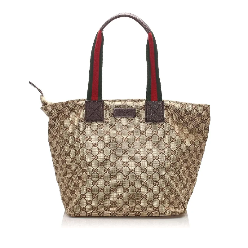 GUCCI bags with contrast stitching -Gucci GG Canvas Web Tote Bag