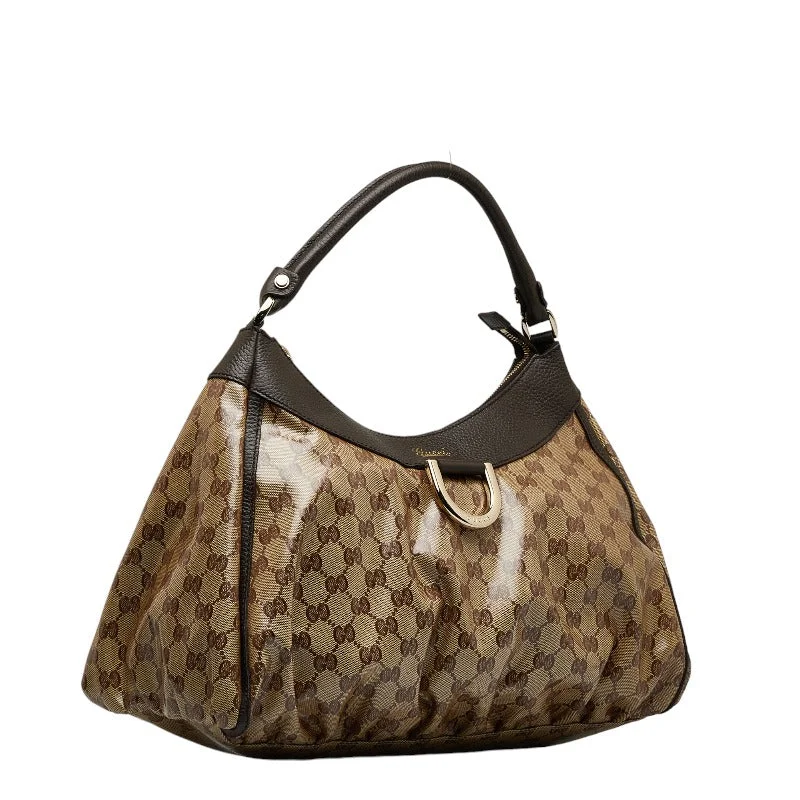 GUCCI luxury handbags with a statement flair -Gucci GG Crystal Abbey Handbag 327786 Brown PVC Leather  Gucci