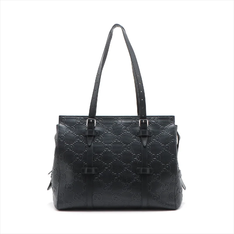 GUCCI white leather handbags for sale -Gucci GG Embos Leather Tote Bag Black 625774