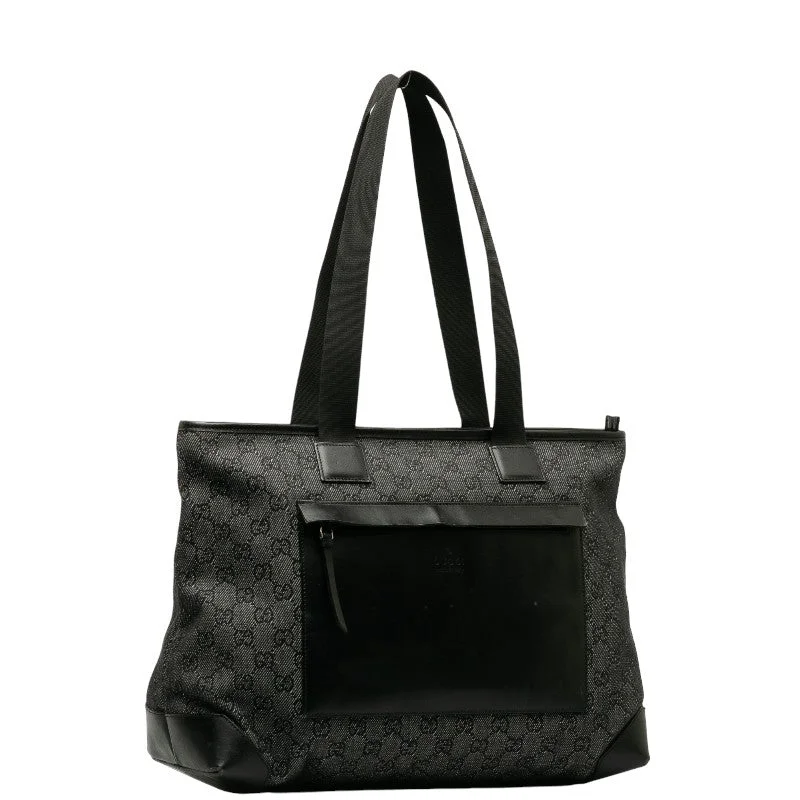 GUCCI handbags with gold-tone hardware -Gucci GG Handbags Handbags 34339 Navi Black Canvas Leather  Gucci