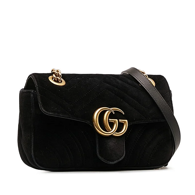 GUCCI handbags with luxury appeal -Gucci GG Marmont Chain Shoulder Bag 446744 Black Suede Women's